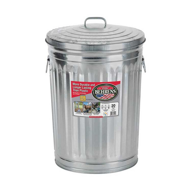 Behren's 20-Gallon Galvanized Steel Garbage Can with Lid image number null
