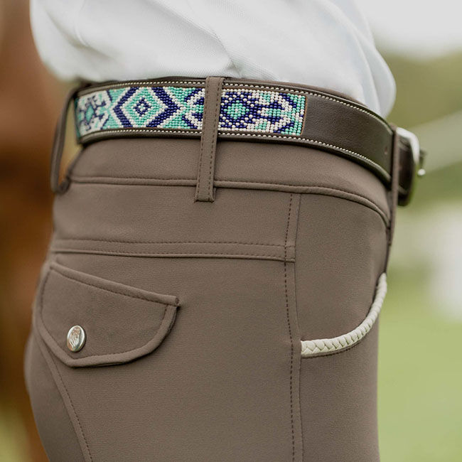 Equinavia Women's Estelle Hand-Beaded Belt - Dark Brown/Navy image number null