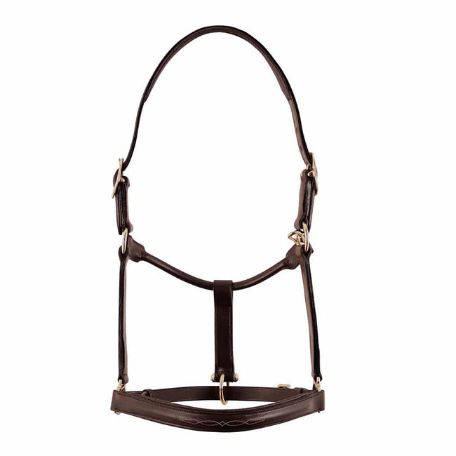 Bobby's English Tack Fairhaven Fancy Stitched Leather Halter - Dark Brown image number null