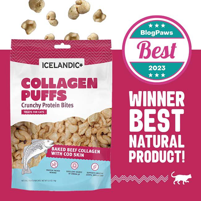 Icelandic+ Collagen Puffs Crunchy Protein Bites for Cats - Baked Beef Collagen with Cod Skin - 0.5 oz image number null