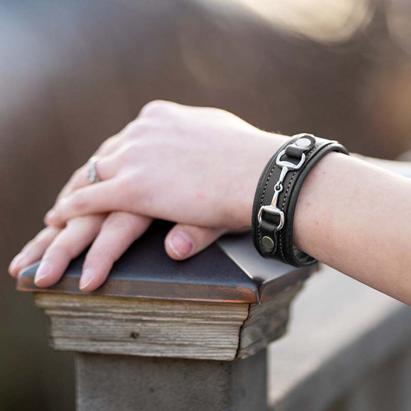 Leather snaffle top bit bracelet