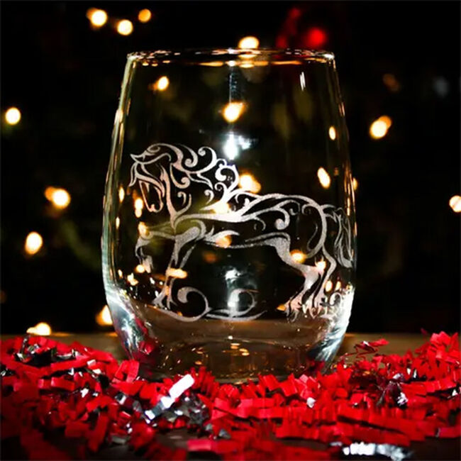 Classy Equine Stemless Wine Glass - Elegant Friesian image number null