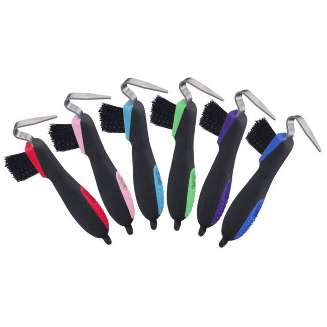 Tough1 Great Grips Hoof Pick with Brush - Assorted Colors image number null