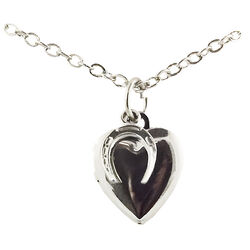Finishing Touch of Kentucky Necklace - Heart Locket with Horseshoe Charm - Silver