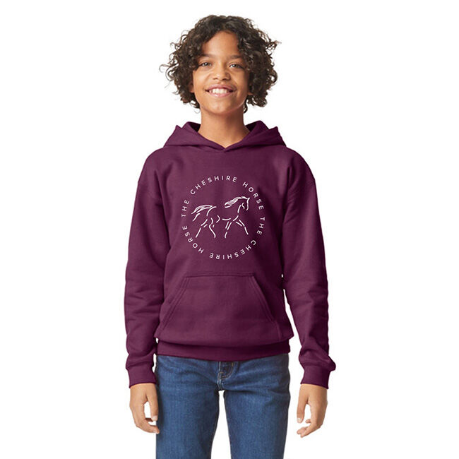 The Cheshire Horse Kids' Round Logo Hoodie - Maroon image number null