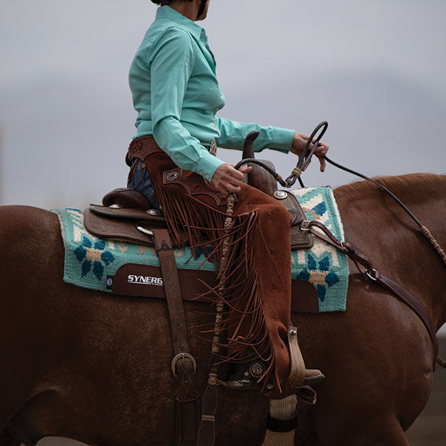 Weaver Equine Synergy Contoured Performance Saddle Pad with Wool Blend Felt Liner - Baltic/Winter White image number null
