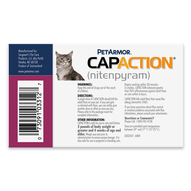 PetArmor CAPACTION (nitenpyram) Oral Flea Treatment for Cats - 6 Tablets image number null