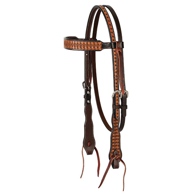 Weaver Equine Floret Tooled Straight Browband Headstall image number null