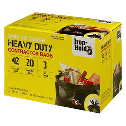 Iron-Hold Contractor Bags - 42-Gallon Capacity - 20-Pack