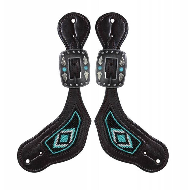 Professional's Choice Beaded Spur Strap - Black/Turquoise image number null