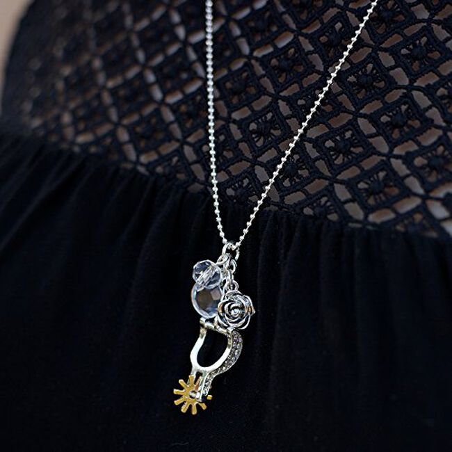 Wyo-Horse Necklace & Earring Set - Western Silver Spur Cowgirl Charm image number null