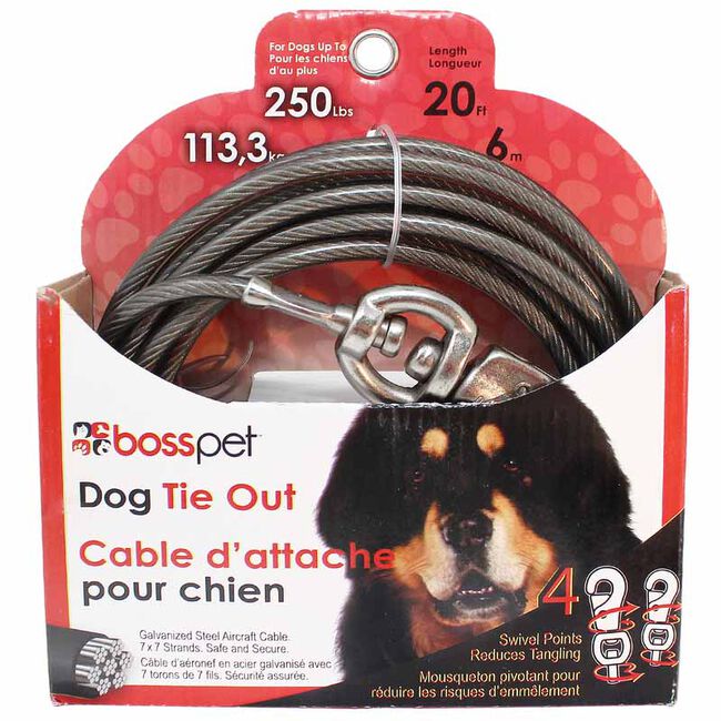 Boss Pet Vinyl-Coated Cable Dog Tie-Out - Silver image number null