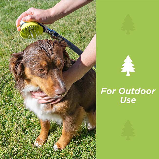 Wondurdog Outdoor Dog Wash - Garden Hose Nozzle Attachment with Splash Shield Brush image number null