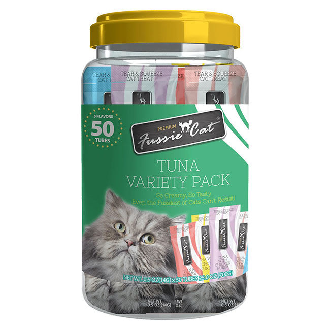 Fussie Cat Puree Treat 5-Flavor Variety Pack - Tuna - 50 Count image number null