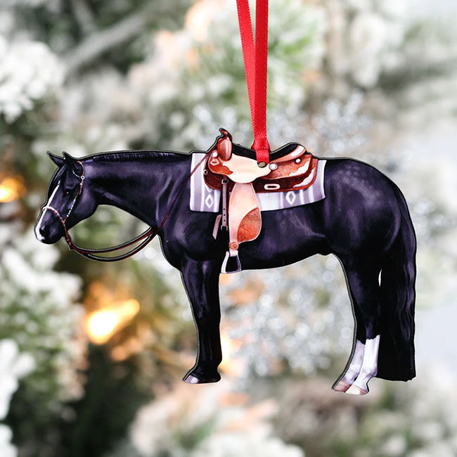 Black Western Quarter Horse Ornament image number null