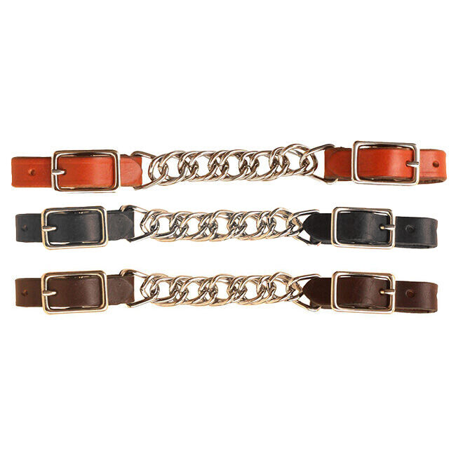 Tory Leather Curb Strap with Flat Twisted Chain image number null
