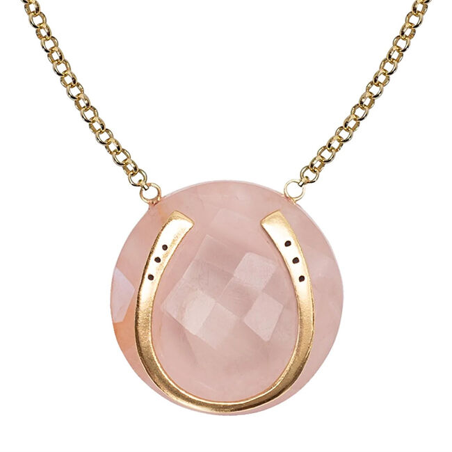 Urban Equestrian Rose Quartz Horseshoe Necklace - Closeout image number null