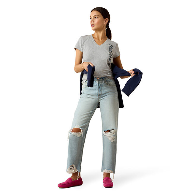 Ariat Women's Vertical Logo Tee - Heather Grey image number null