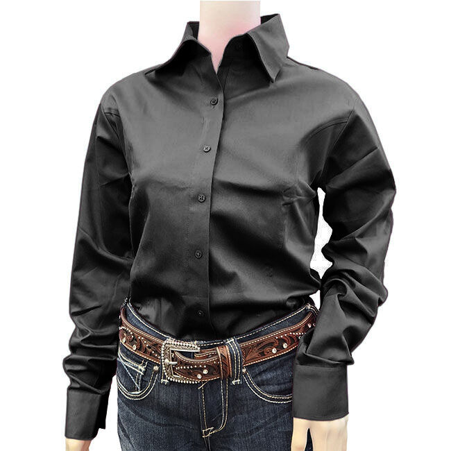 RHC Equestrian Women's Sateen Concealed Zipper Show Shirt - Black - Closeout image number null