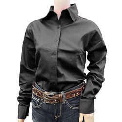 RHC Equestrian Women's Sateen Concealed Zipper Show Shirt - Black