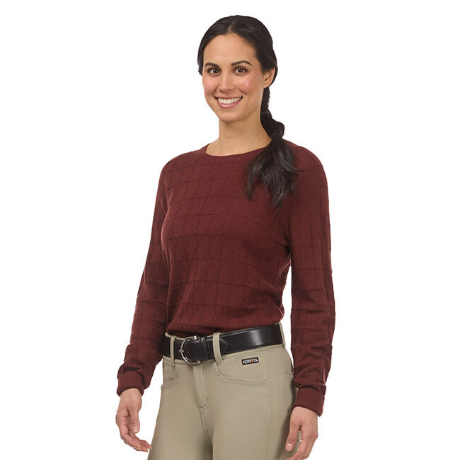 Kerrits Women's Bit of Diamond Crew Neck Sweater - Amberspice image number null