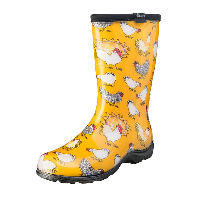 Sloggers Women's Rain & Garden Boot - Daffodil Yellow Chickens image number null
