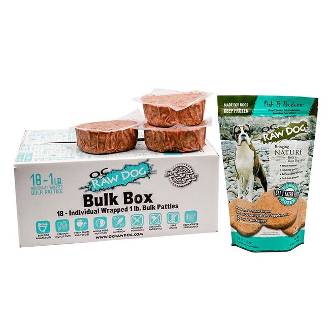 OC Raw Frozen Raw Dog Food Patties - Fish & Produce Recipe image number null