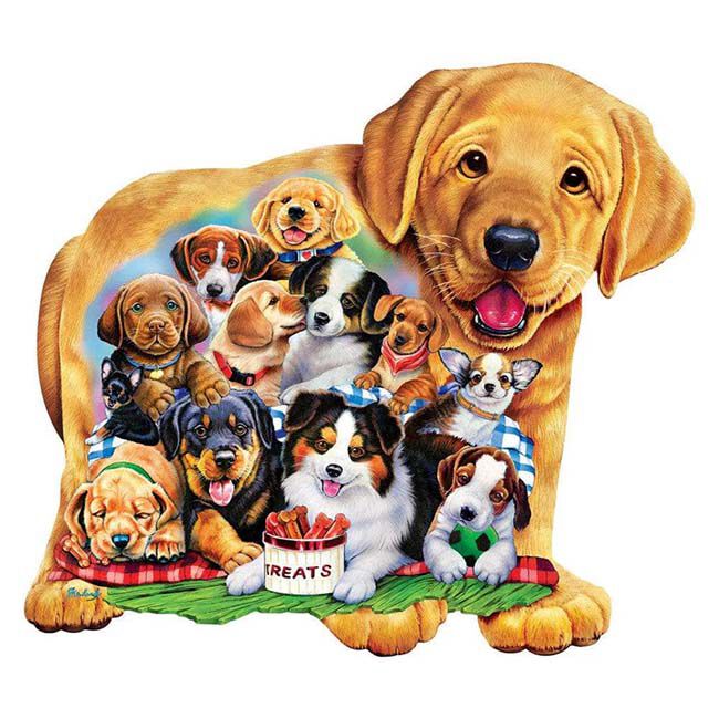 MasterPieces 500-Piece Shapes Puzzle - Puppy Palooza image number null