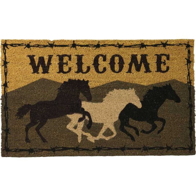 River's Edge Products Running Horses Coir Welcome Mat image number null