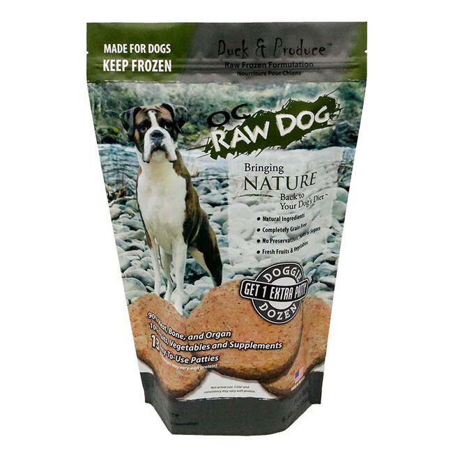 OC Raw Frozen Raw Dog Food Patties - Duck & Produce Recipe image number null