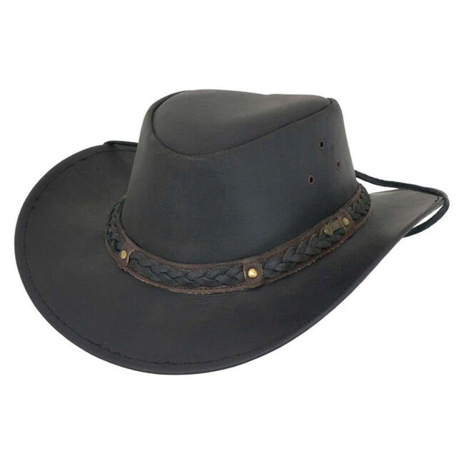 Outback Trading Co. Wagga Wagga Leather Hat - Black image number null