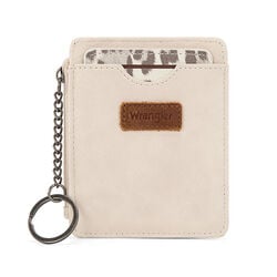 Wrangler Small Card Case Wallet with Keychain & Detachable Card Holder - Beige