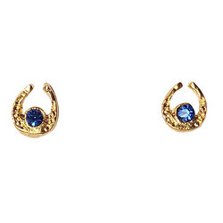 Finishing Touch of Kentucky Mini Horse Shoe Earrings - Gold and Sapphire