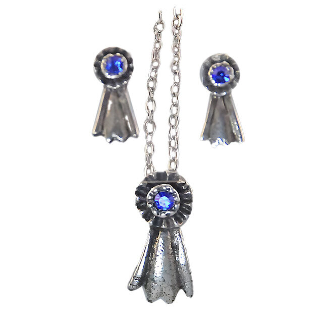 Finishing Touch of Kentucky Earring & Necklace Set - Blue Ribbons image number null