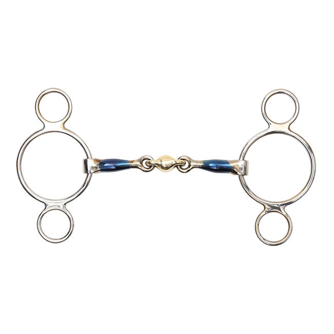 Shires Blue Sweet Iron Ring Gag with Lozenge image number null