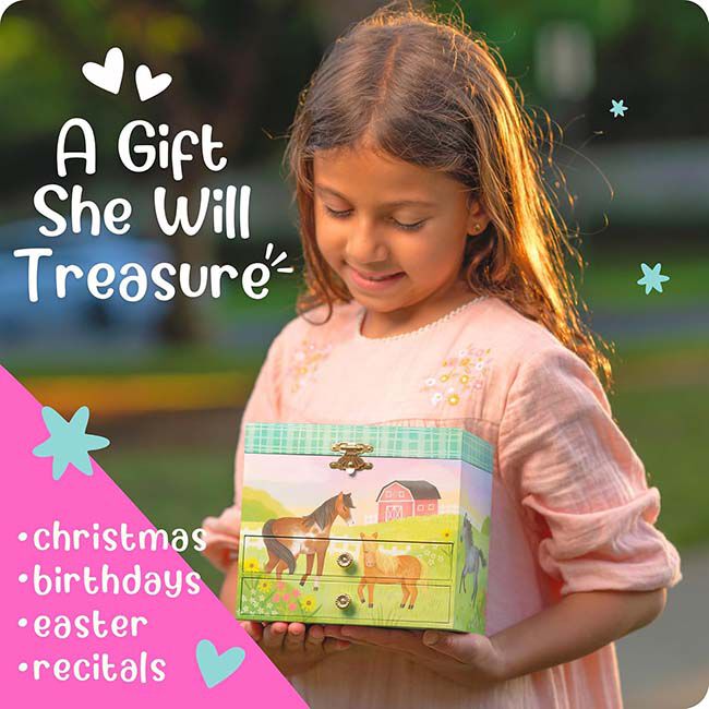 Giggle & Honey 2-Drawer Musical Jewelry Box - Dancing Horse image number null