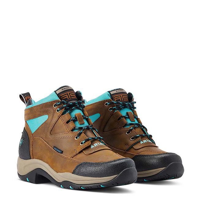 Ariat Women's Terrain Waterproof Boot - Brown/Turquoise image number null