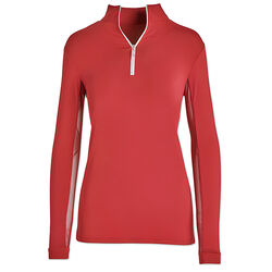 Tailored Sportsman Women's Long Sleeve Icefil Zip Top Shirt - Lipstick/White/Silver
