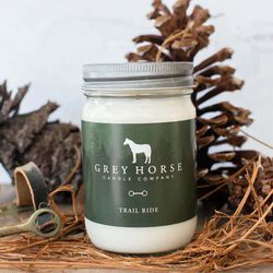 Grey Horse Candle Jar - Trail Ride