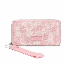 Wrangler Lace Floral RFID-Blocking Zip-Around Wallet - Pink