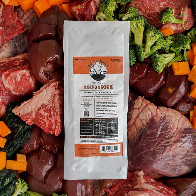 Oma's Pride Frozen Raw Dog Food - Beef & Veggie Mix image number null