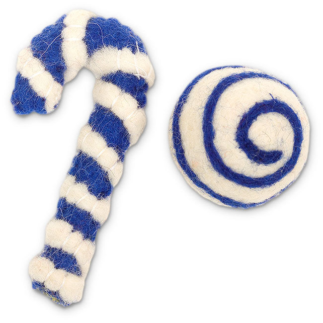 Dharma Dog Karma Cat Wool Cat Toy - Winter Blues - 2-Pack image number null