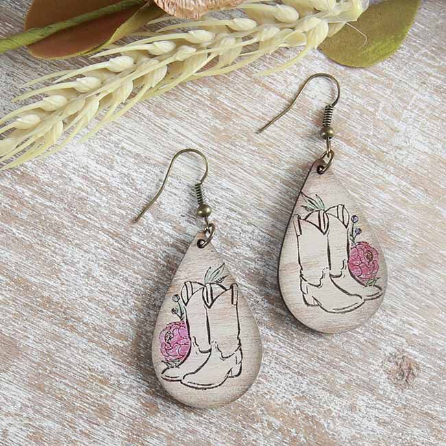 Willow & Birch Earrings - Floral Boot - Rose image number null