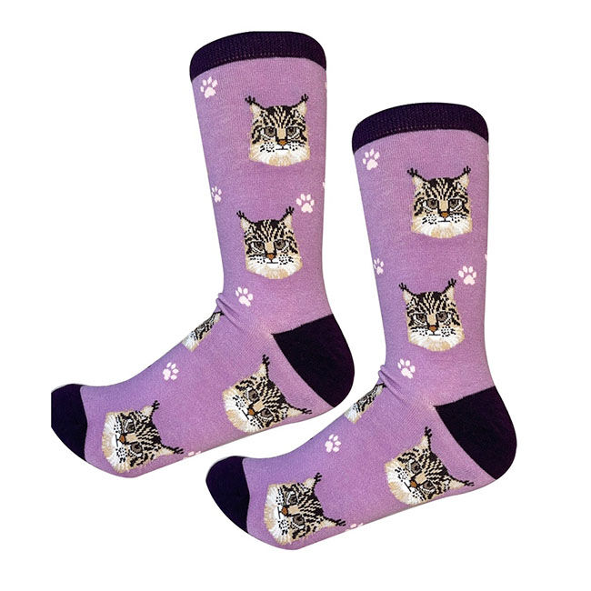 E&S Pets Unisex Novelty Crew Socks - Maine Coon Cat image number null