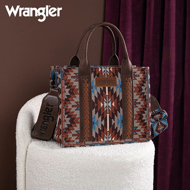 Wrangler Southwestern Dual-Sided Printed Crossbody Tote - Coffee image number null