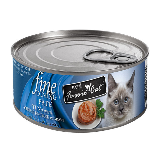 Fussie Cat Fine Dining Pate - Tuna with Shrimp Entree in Gravy - 2.82 oz image number null