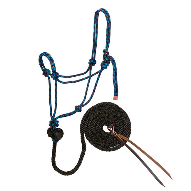 Weaver Diamond Braid Rope Halter and Lead Blue/Black image number null