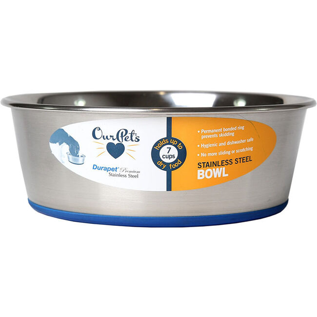 OurPets Durapet Premium Rubber-Bonded Stainless Steel Bowl image number null