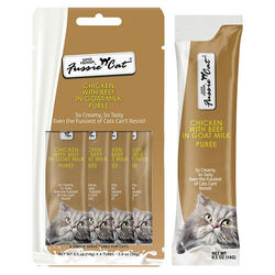 Fussie Cat Puree Chicken with Beef in Goat Milk - 4-Pack