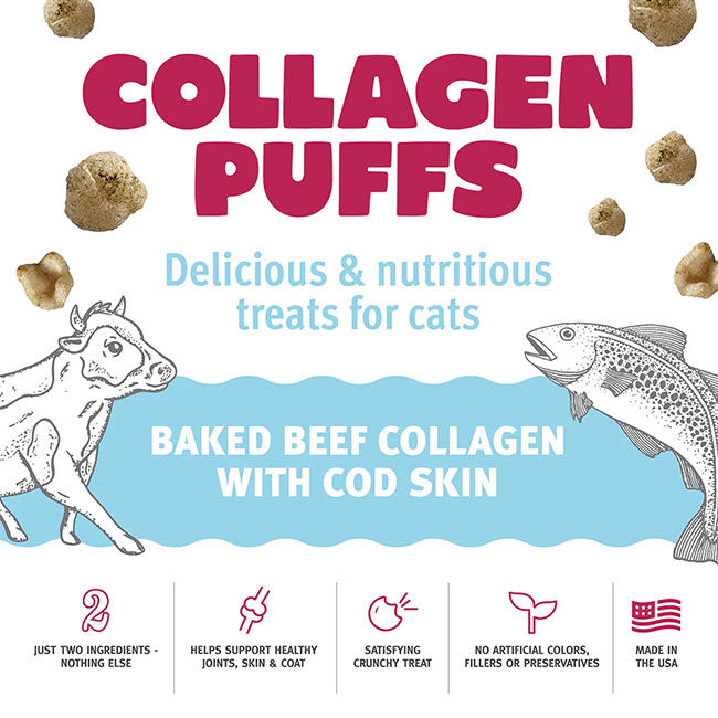 Icelandic+ Collagen Puffs Crunchy Protein Bites for Cats - Baked Beef Collagen with Cod Skin - 0.5 oz image number null